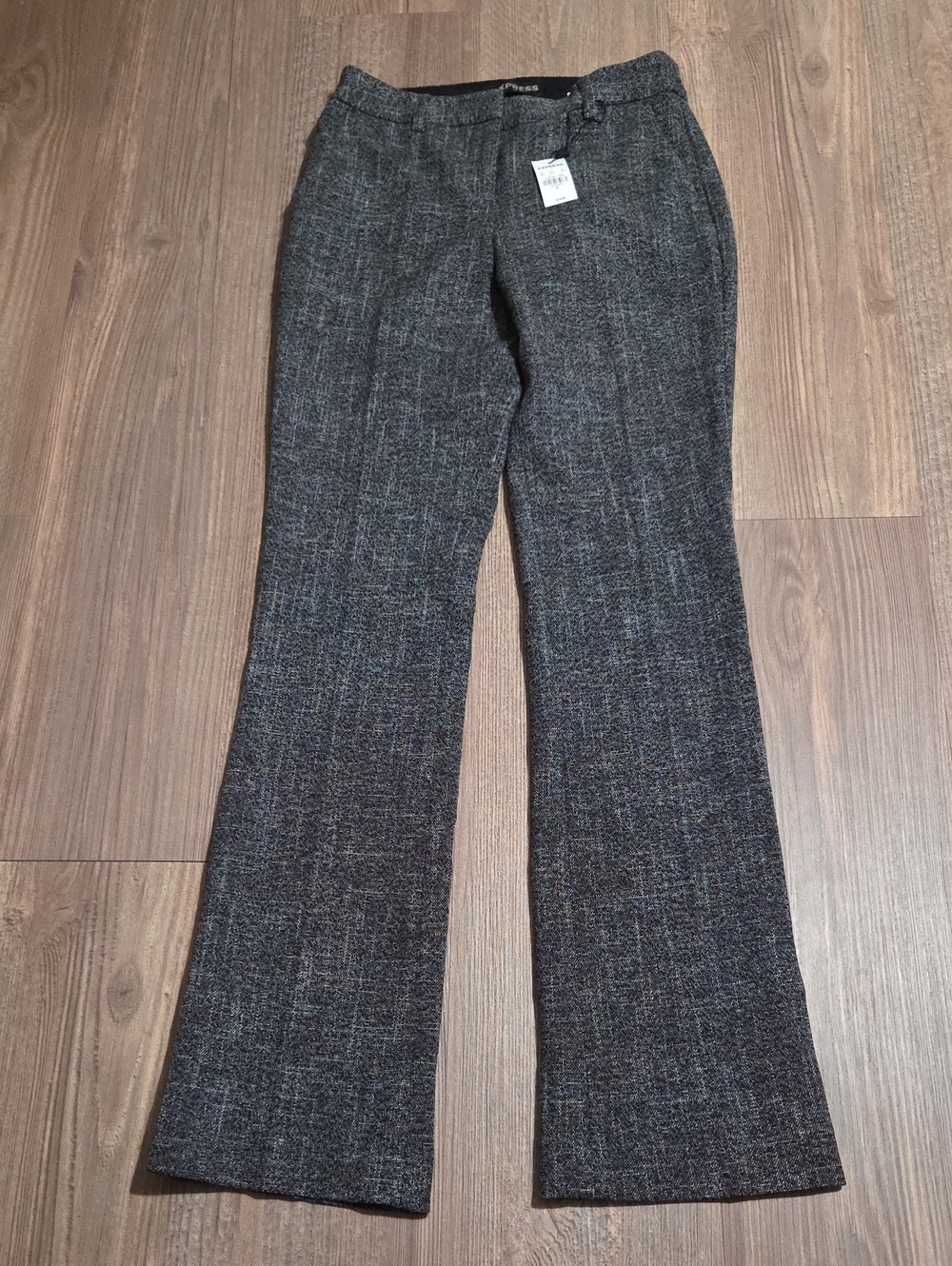 Gray Express Tweed Flared Dress Pants